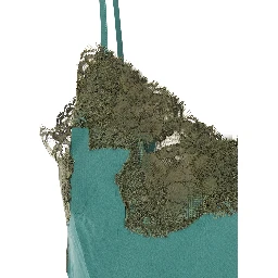Blue V-neck top with spaghetti straps in satin fabric for women