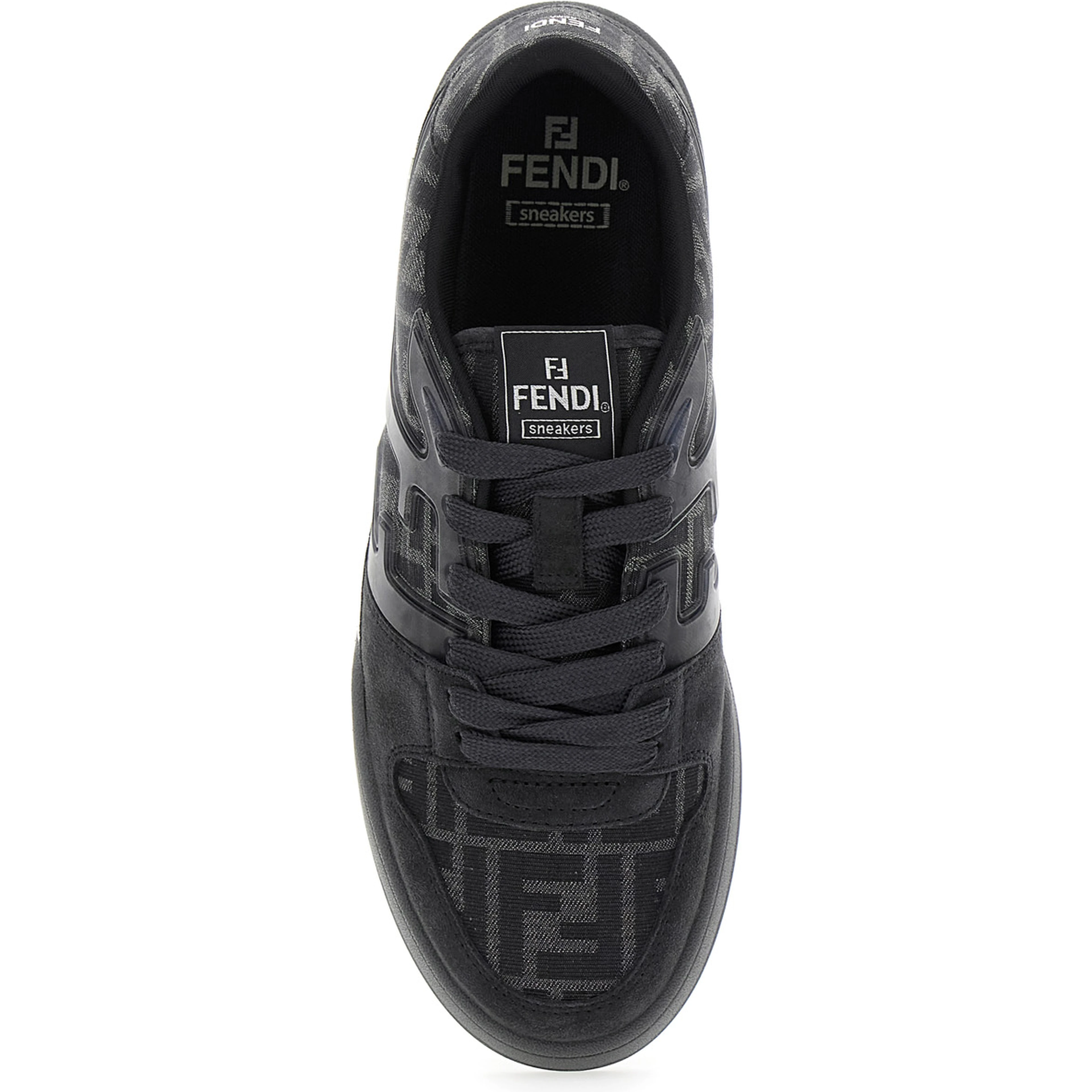 Sneakers Match with logo patch on the tongue and FF motif all-over in grey leather for Men