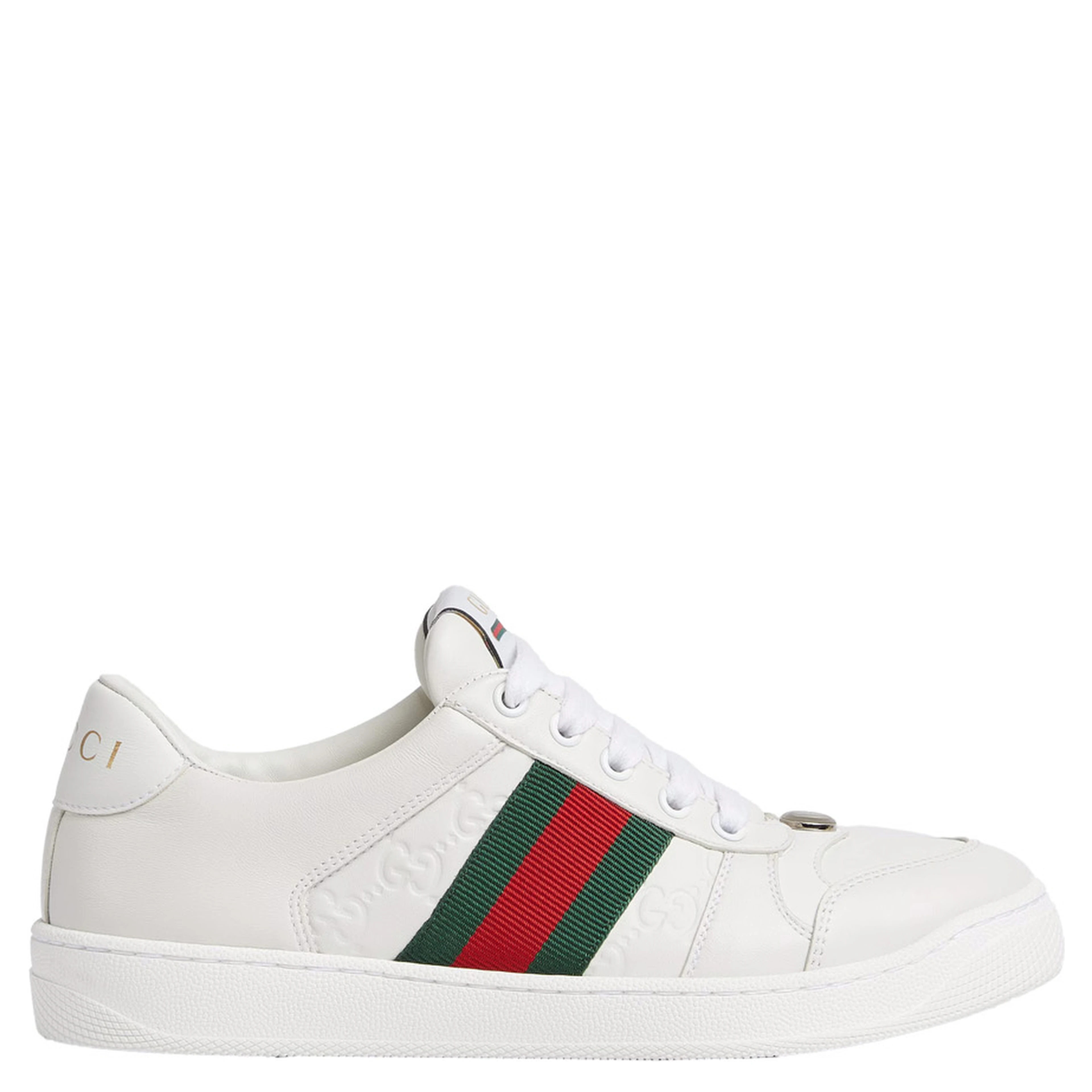 Low Sneakers Screener with Web Detail in White Leather Men
