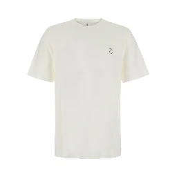 White T-shirt with printed logo on chest in cotton for men
