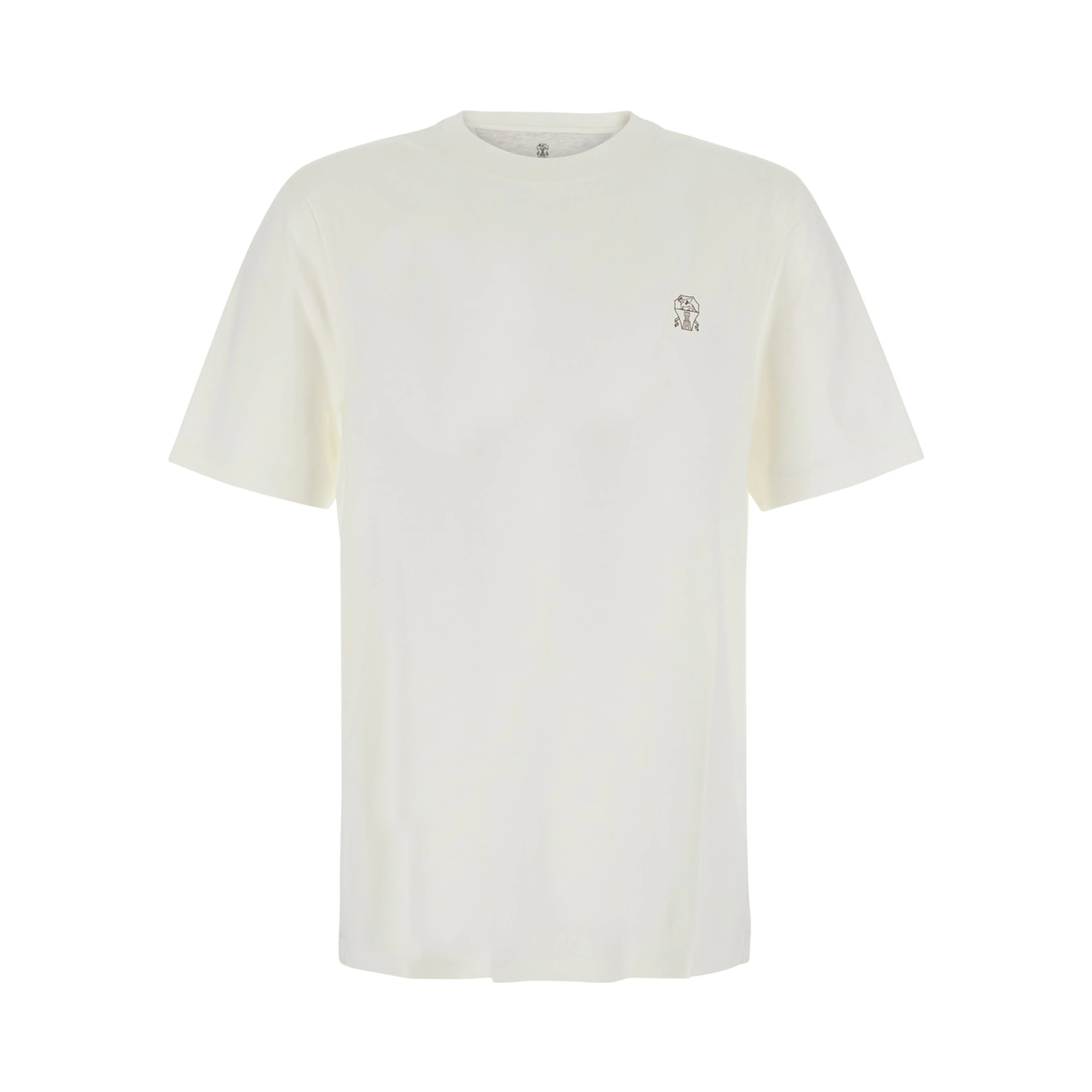 White T-shirt with printed logo on chest in cotton for men