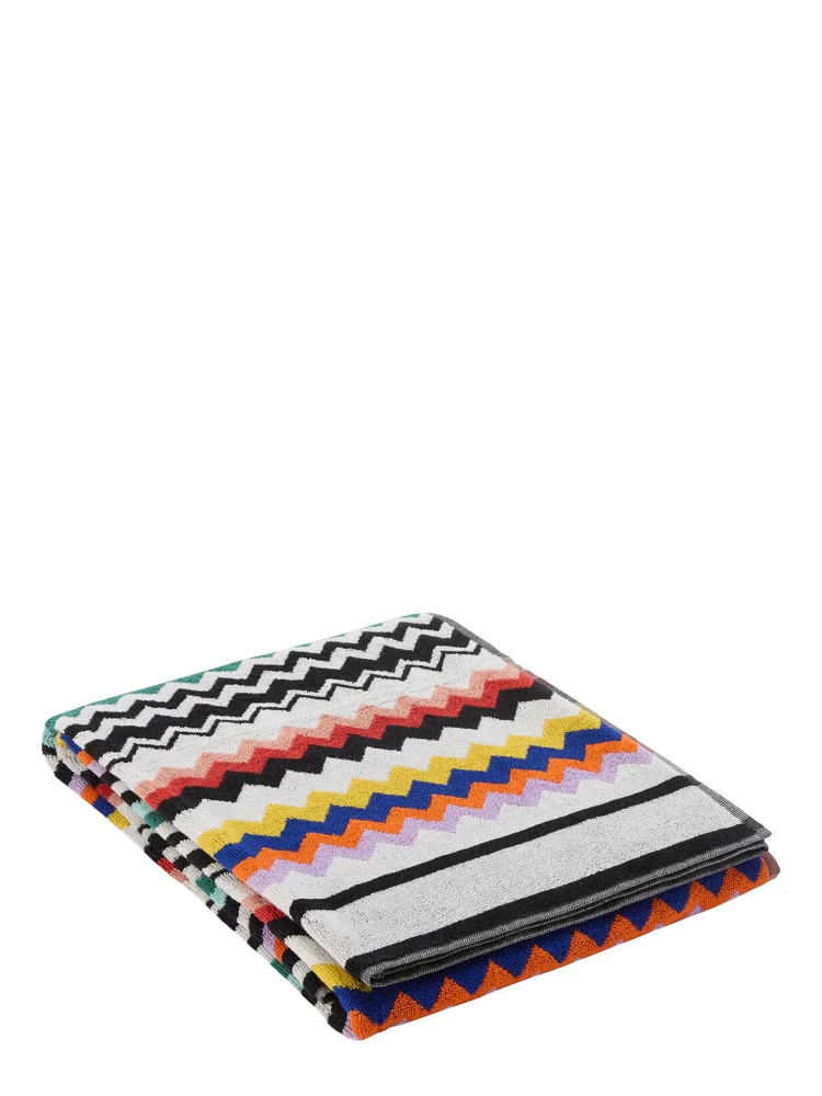 multicolor Beach towel with all-over zigzag motif in cotton home