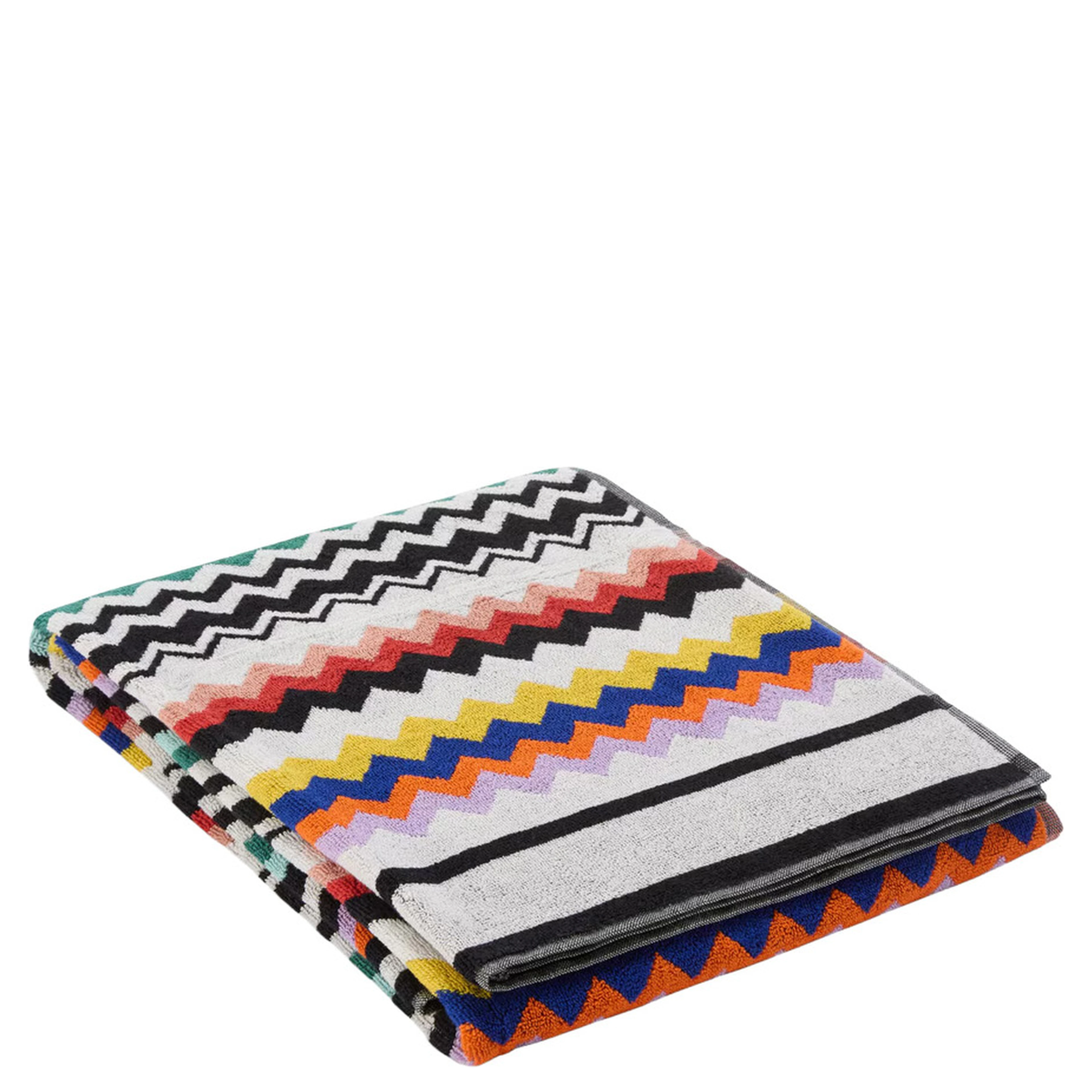 multicolor Beach towel with all-over zigzag motif in cotton home