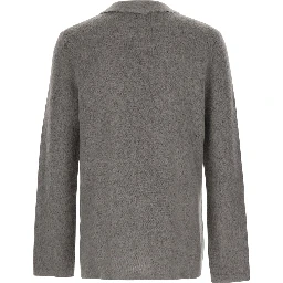 Cardigan characterized by an elegant design with gray wool and mohair for men