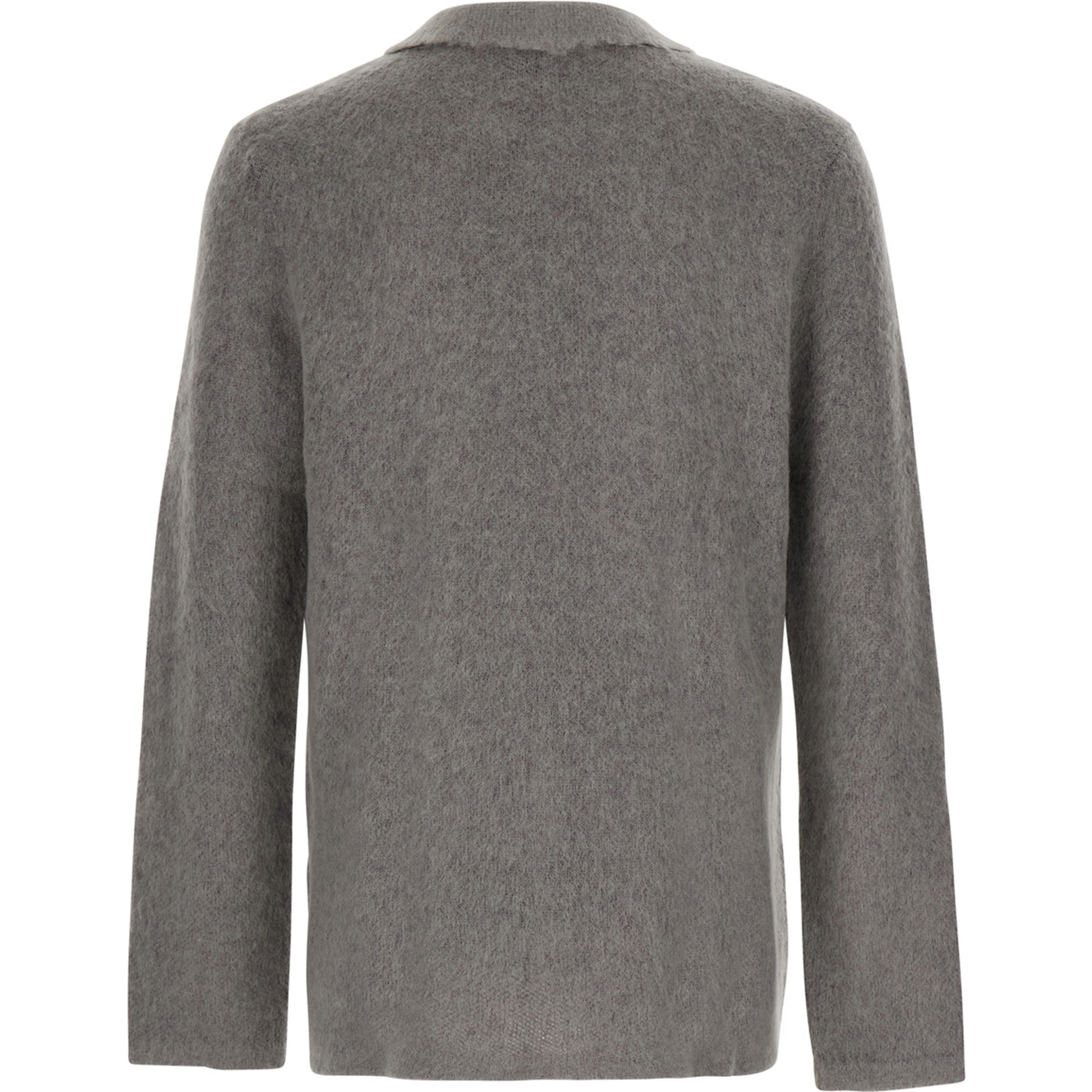 Cardigan characterized by an elegant design with gray wool and mohair for men