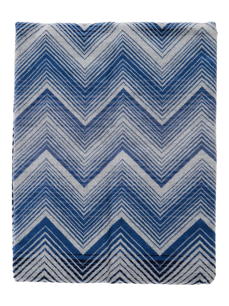 MAREA blue Towel with Zig Zag motif all-over in  cotton home