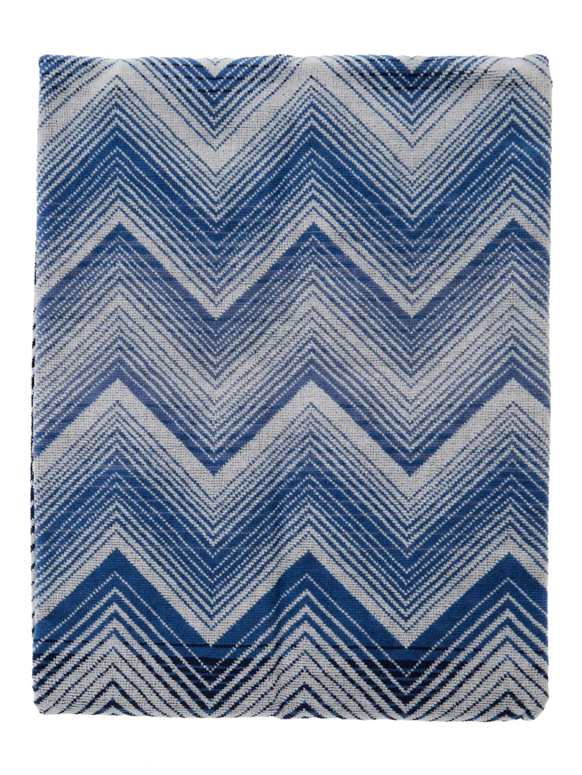 MAREA blue Towel with Zig Zag motif all-over in  cotton home