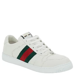 Low Sneakers Screener with Web Detail in White Leather Men