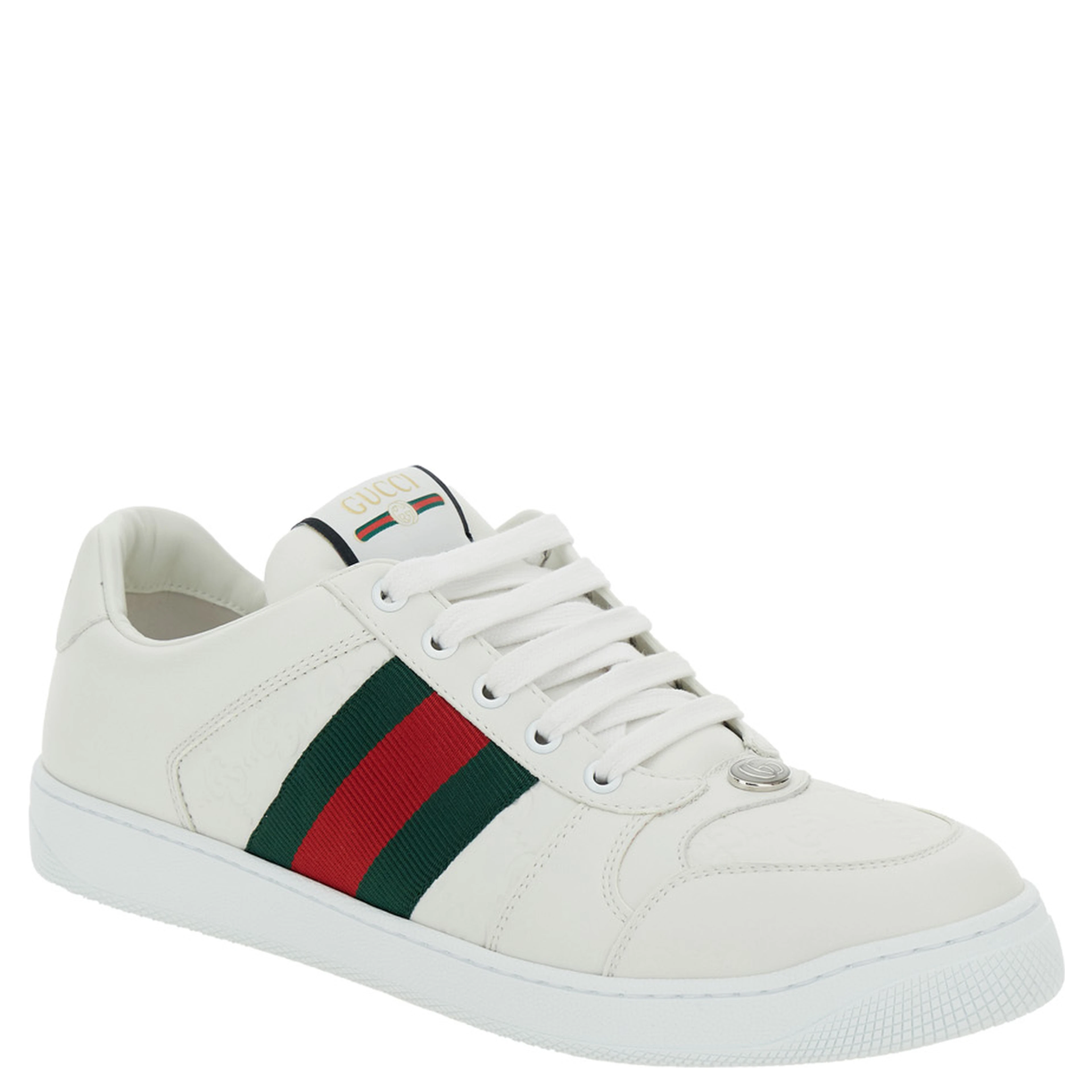 Low Sneakers Screener with Web Detail in White Leather Men