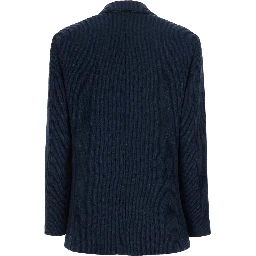 blue Single-breasted jacket with notched revers and front patch pockets in wool blend for women