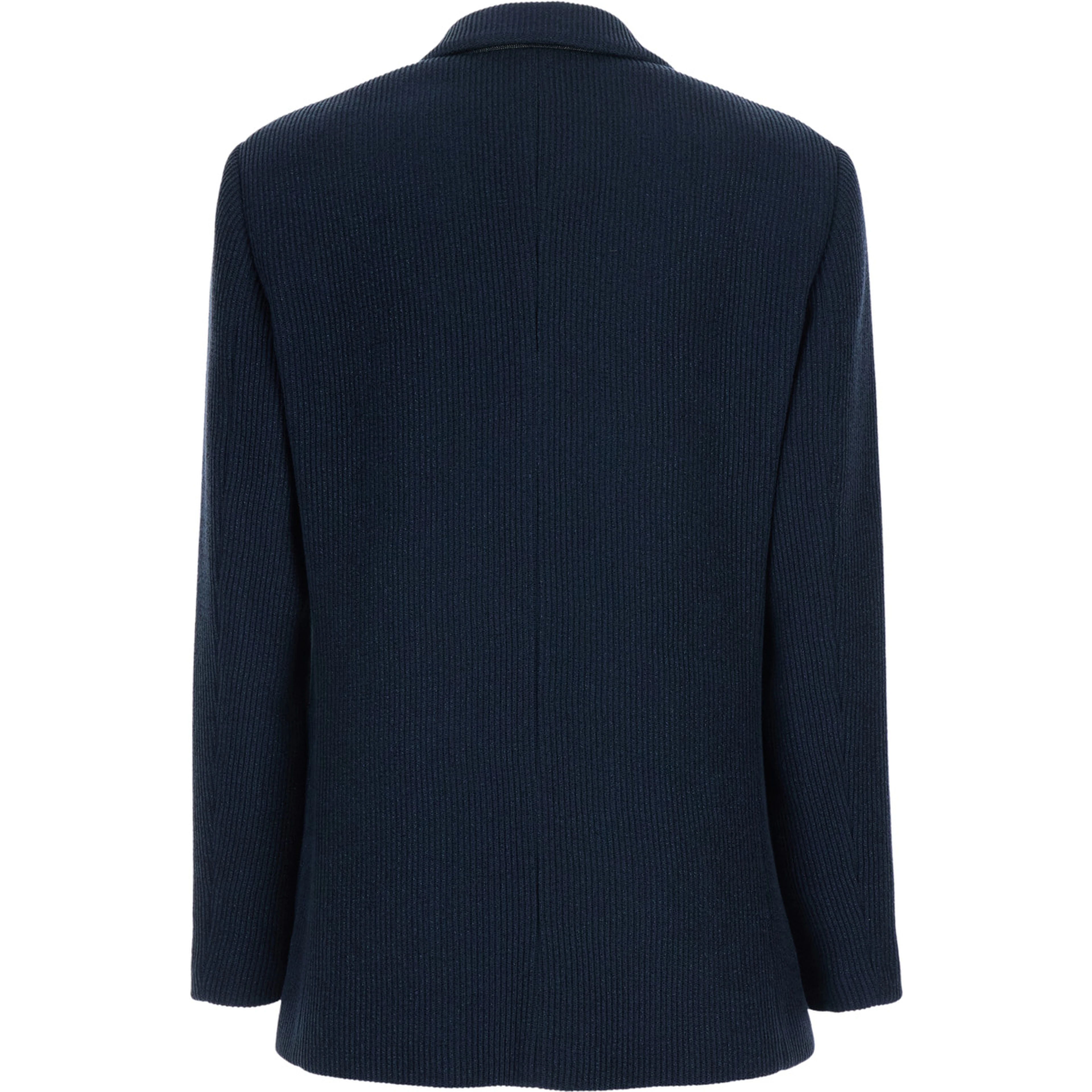 blue Single-breasted jacket with notched revers and front patch pockets in wool blend for women