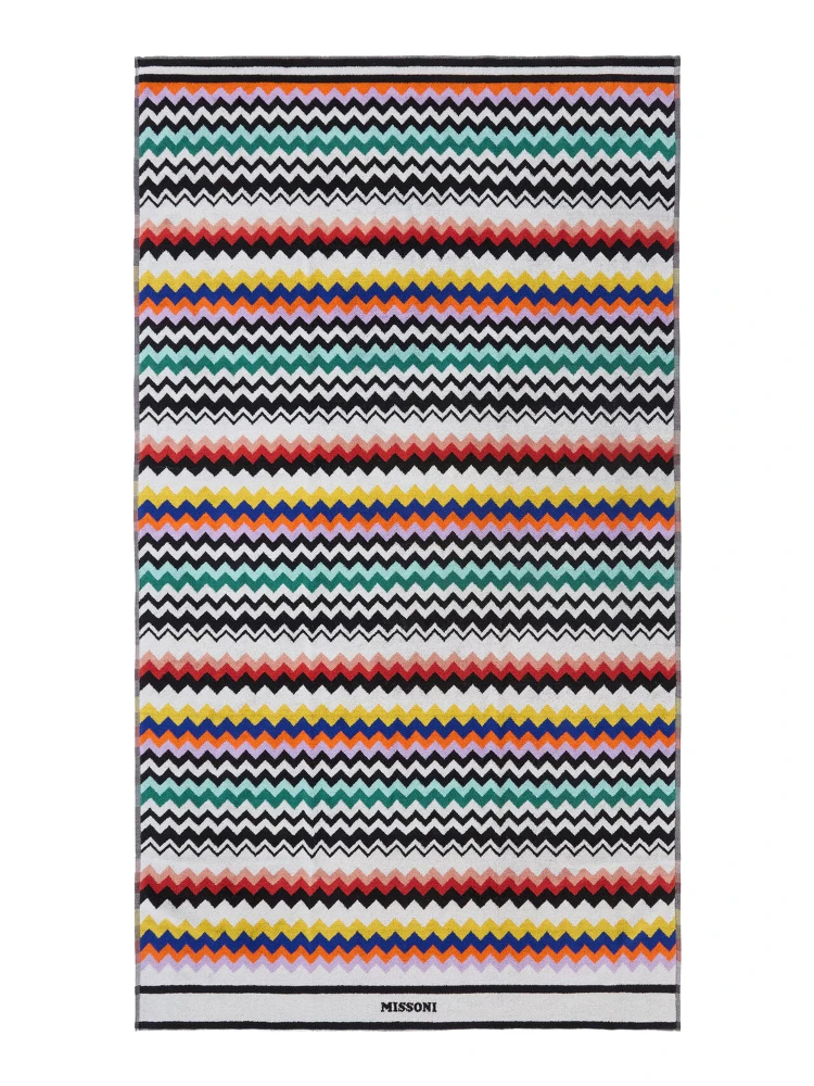 multicolor Beach towel with all-over zigzag motif in cotton home alternative