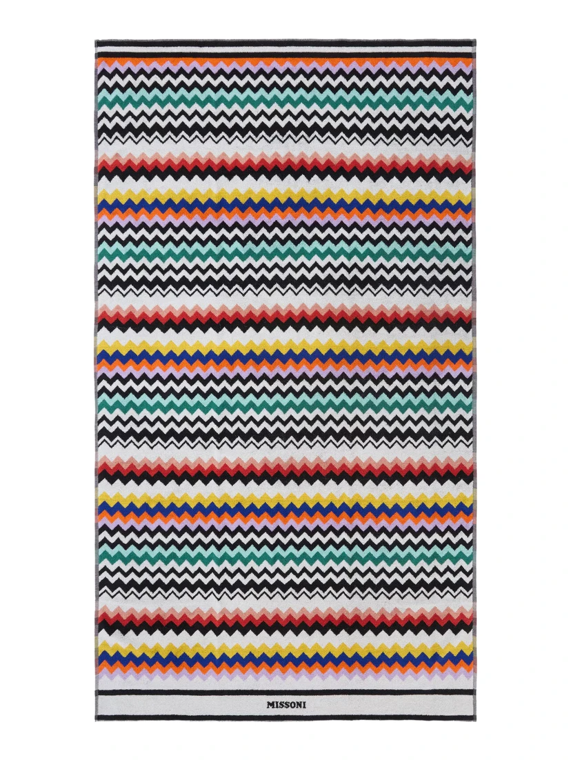 multicolor Beach towel with all-over zigzag motif in cotton home