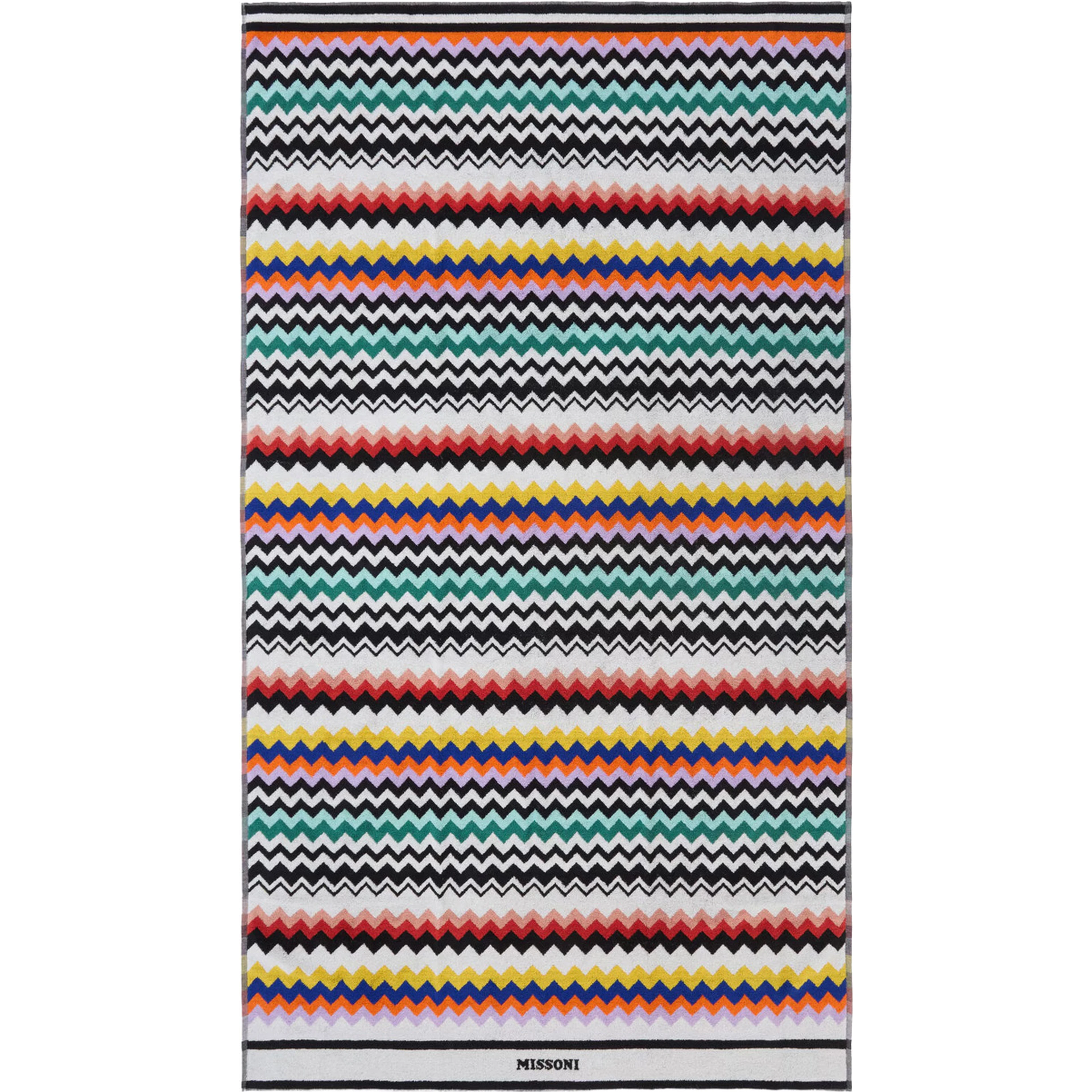 multicolor Beach towel with all-over zigzag motif in cotton home