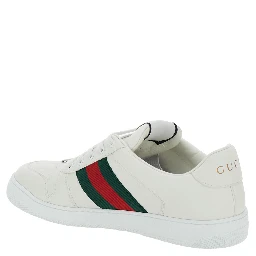 Low Sneakers Screener with Web Detail in White Leather Men