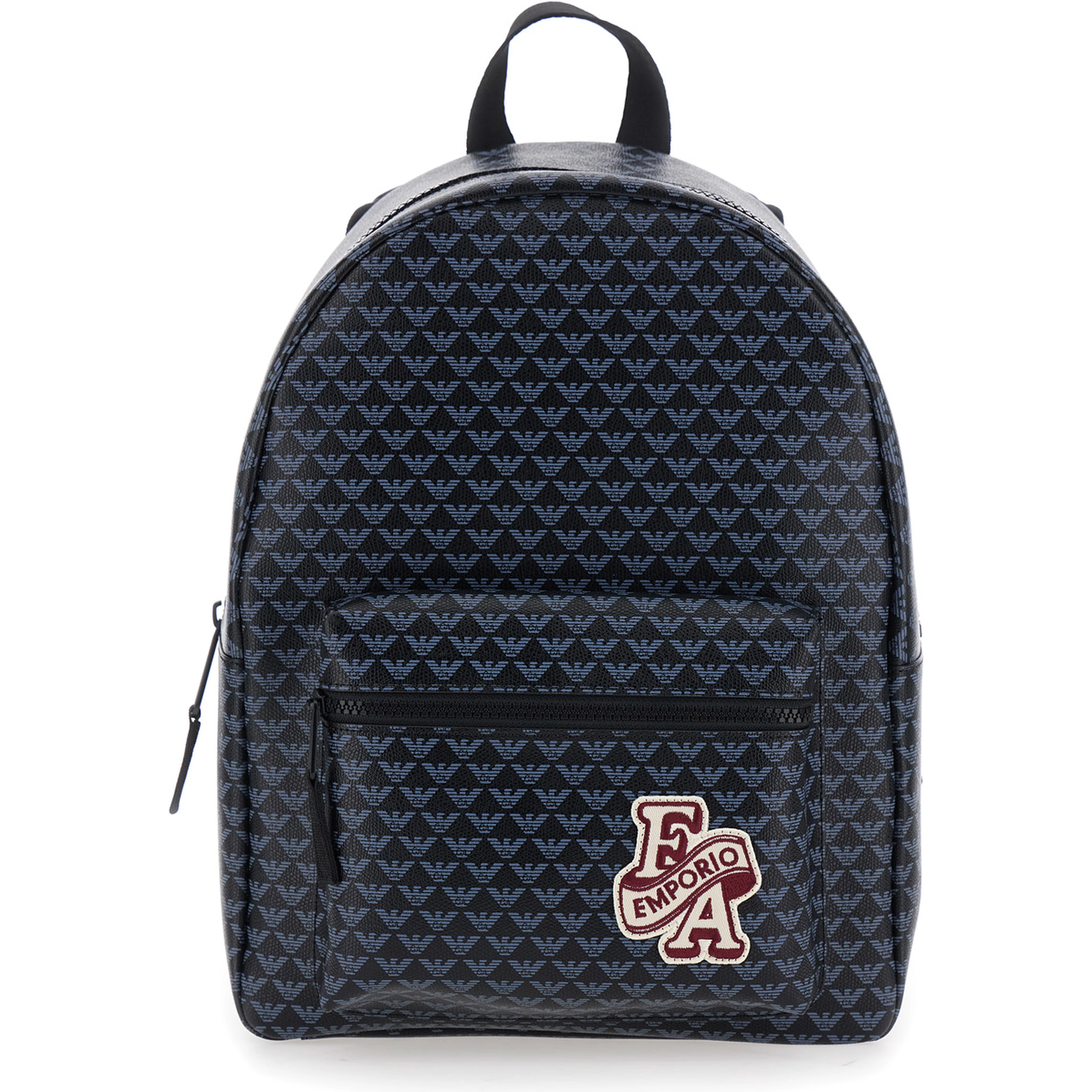 Black Backpack with all-over logo print and logo patch on the front in Tech Fabric Boy