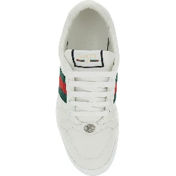 Low Sneakers Screener with Web Detail in White Leather Men