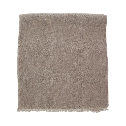 beige scarf with Square design adn frayed edges in wool and cashmere blend women
