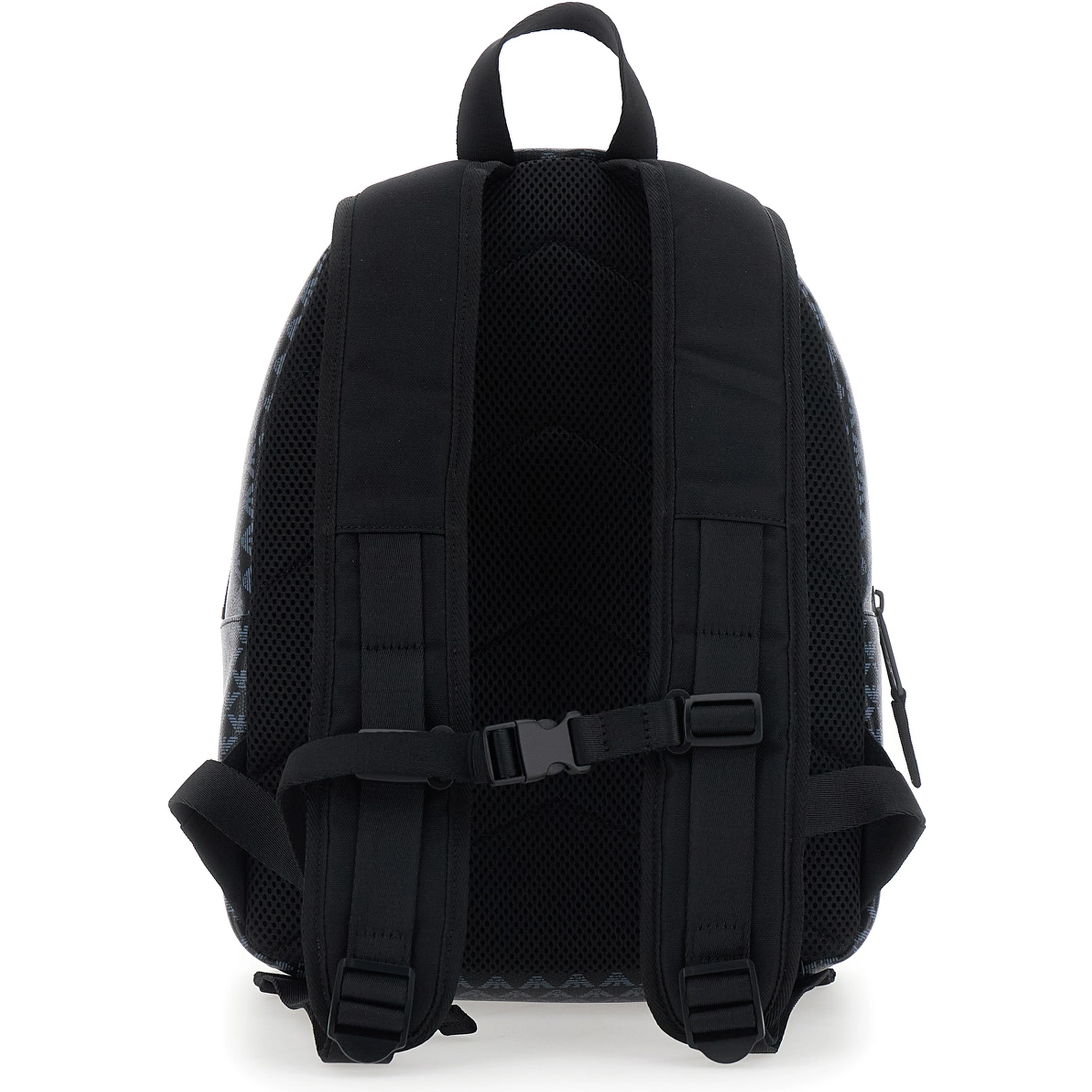 Black Backpack with all-over logo print and logo patch on the front in Tech Fabric Boy