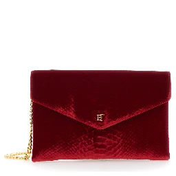 Mini Bag VELVET SMALL POCHETTE with closure and patch in red velvet for women