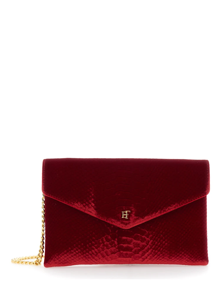 Mini Bag VELVET SMALL POCHETTE with closure and patch in red velvet for women