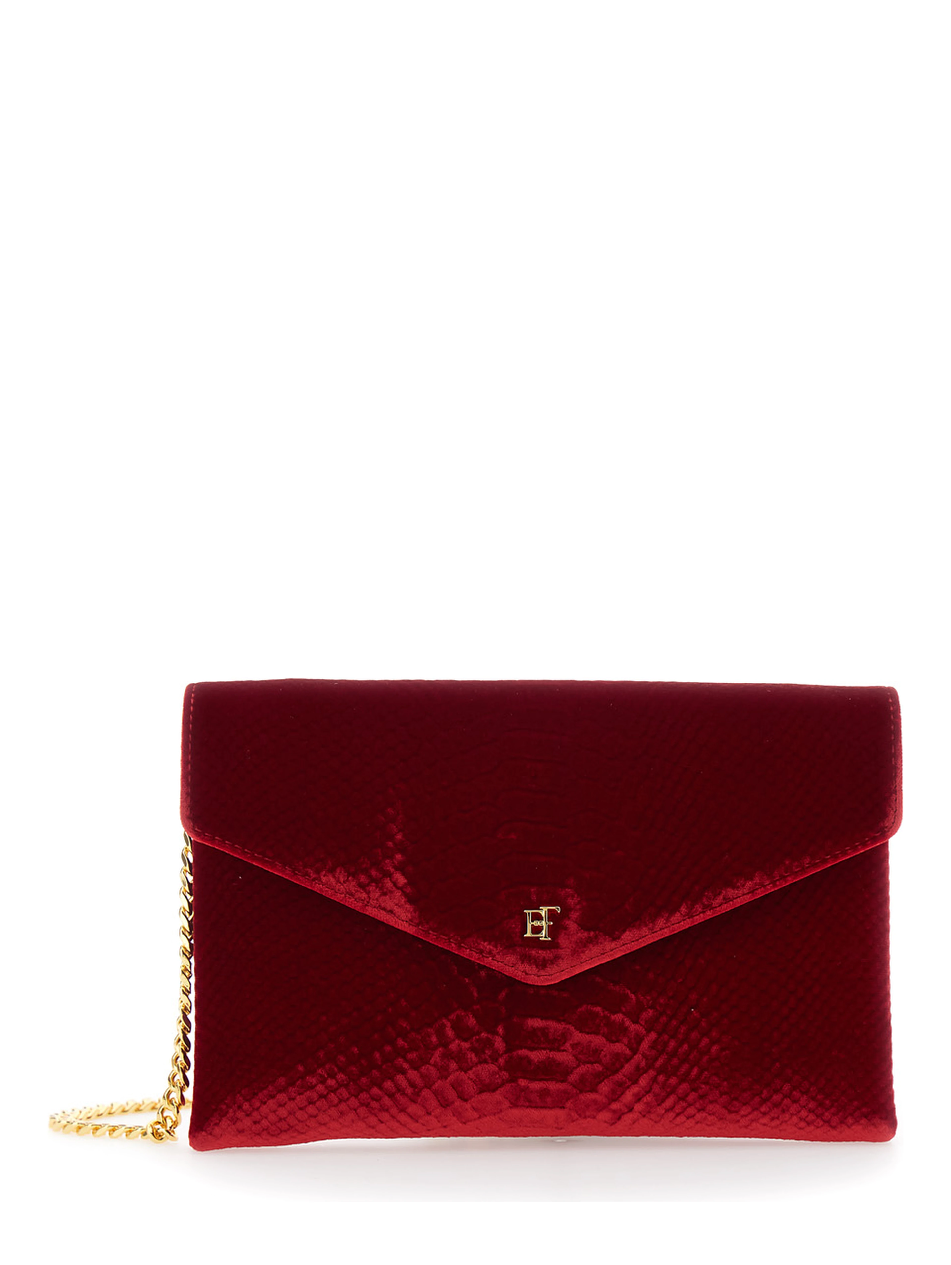 Mini Bag VELVET SMALL POCHETTE with closure and patch in red velvet for women