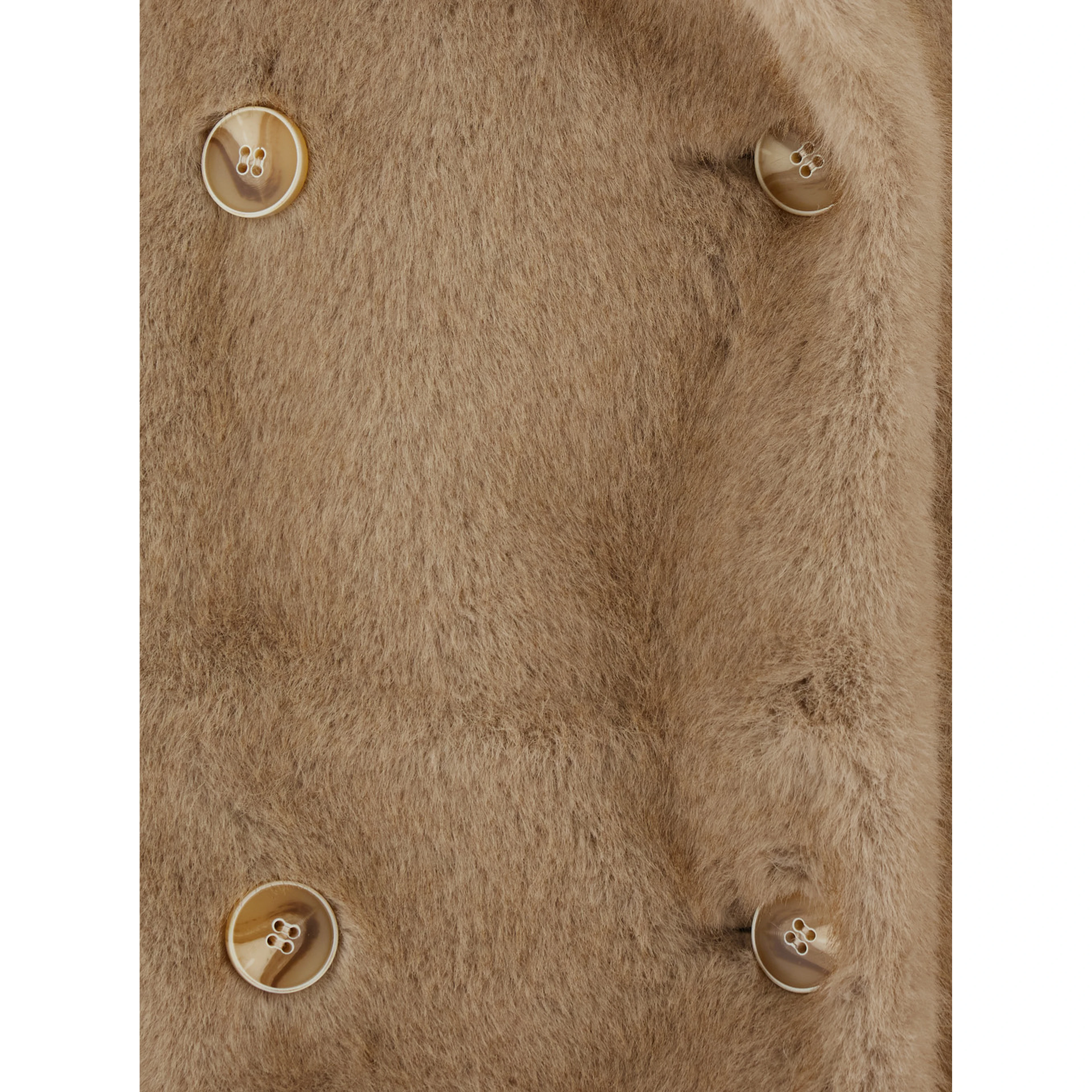Beige Overcoat with Wide Lapels in Eco-Fur for Women