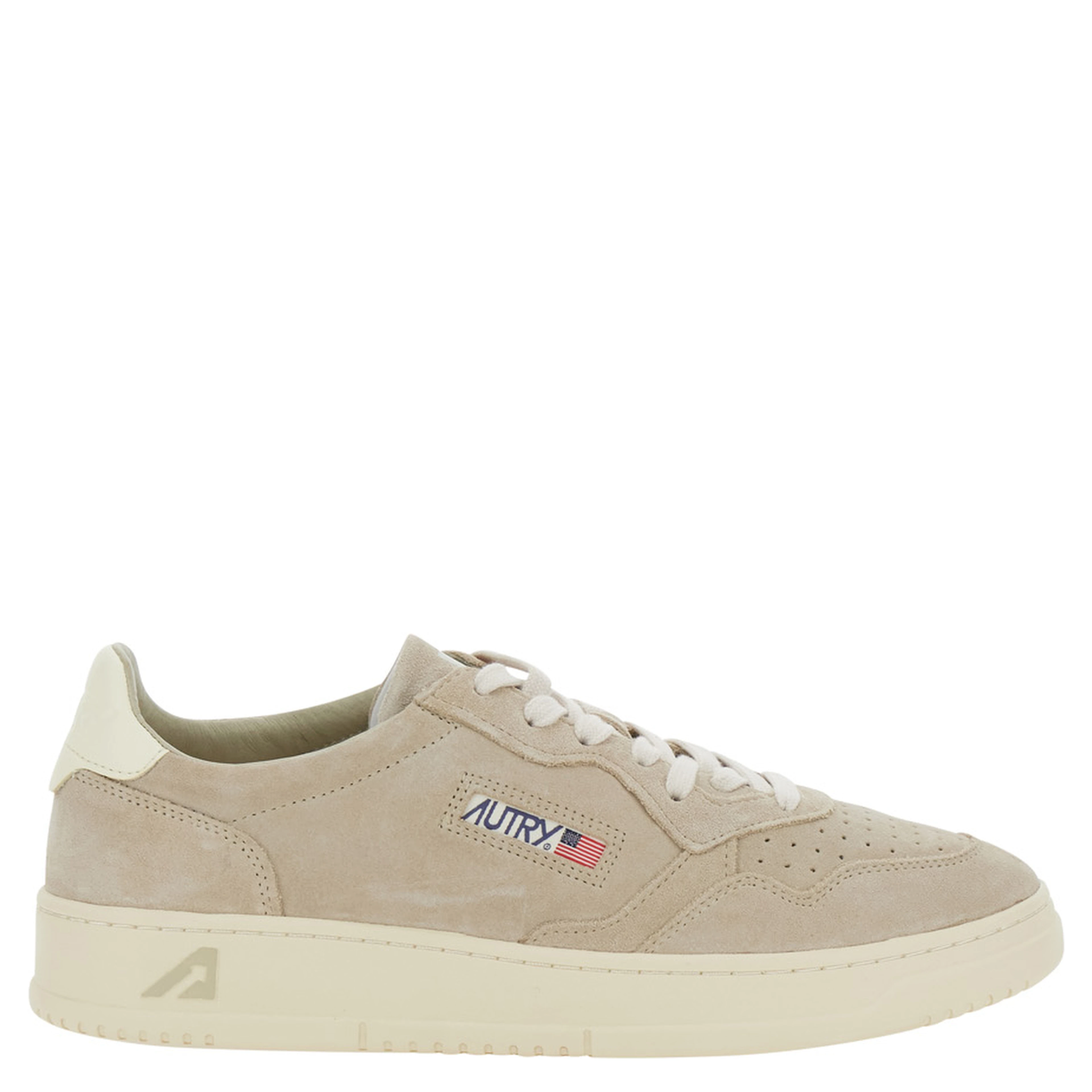 Medalist Beige Sneaker Low Top with Logo Patch on the Tongue and Suede Details Men