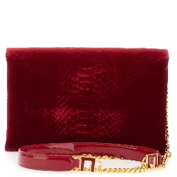 Mini Bag VELVET SMALL POCHETTE with closure and patch in red velvet for women