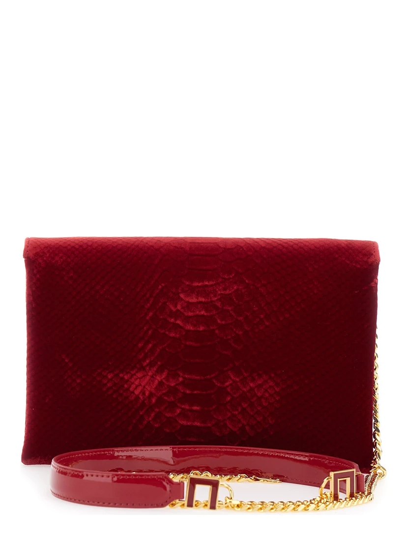 Mini Bag VELVET SMALL POCHETTE with closure and patch in red velvet for women