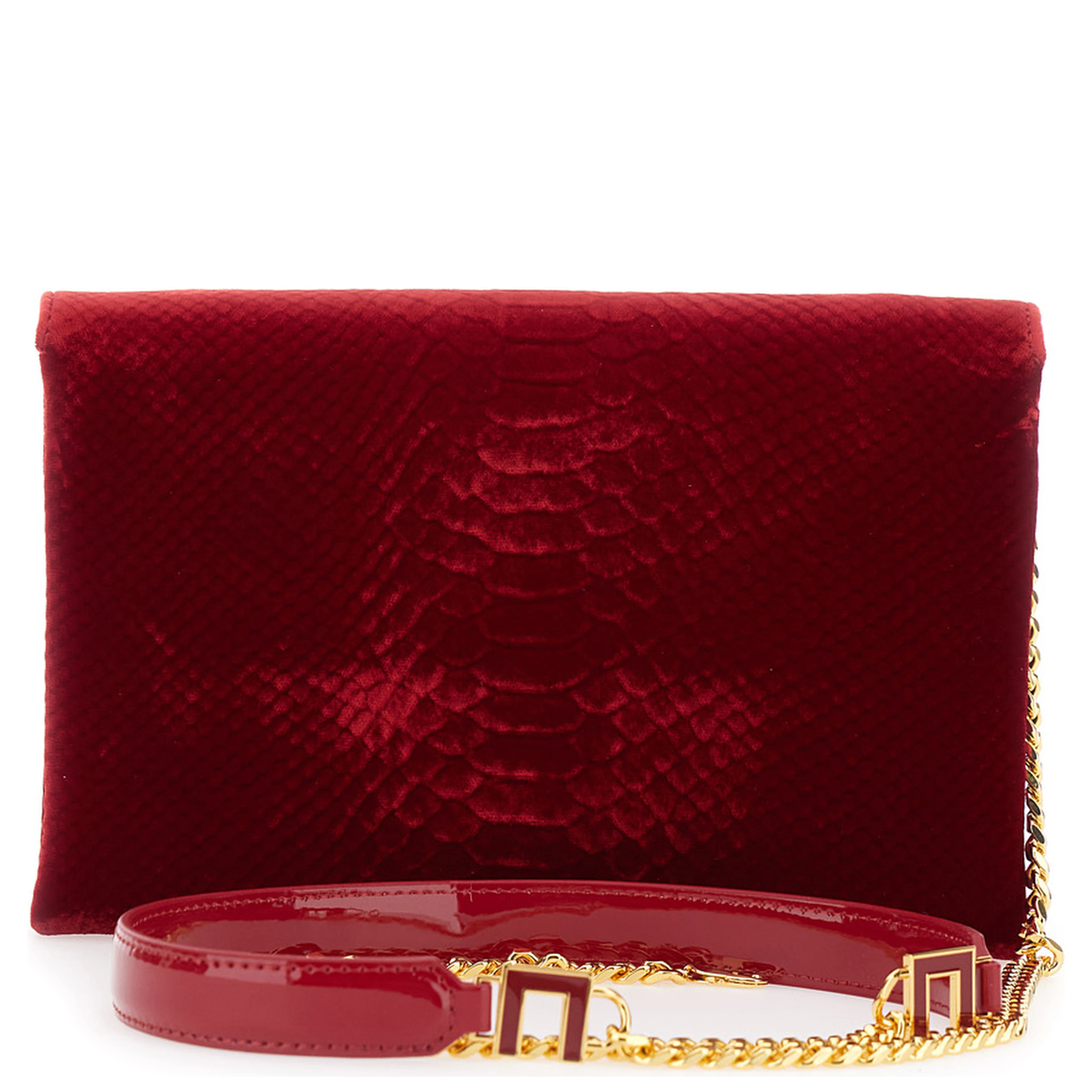 Mini Bag VELVET SMALL POCHETTE with closure and patch in red velvet for women