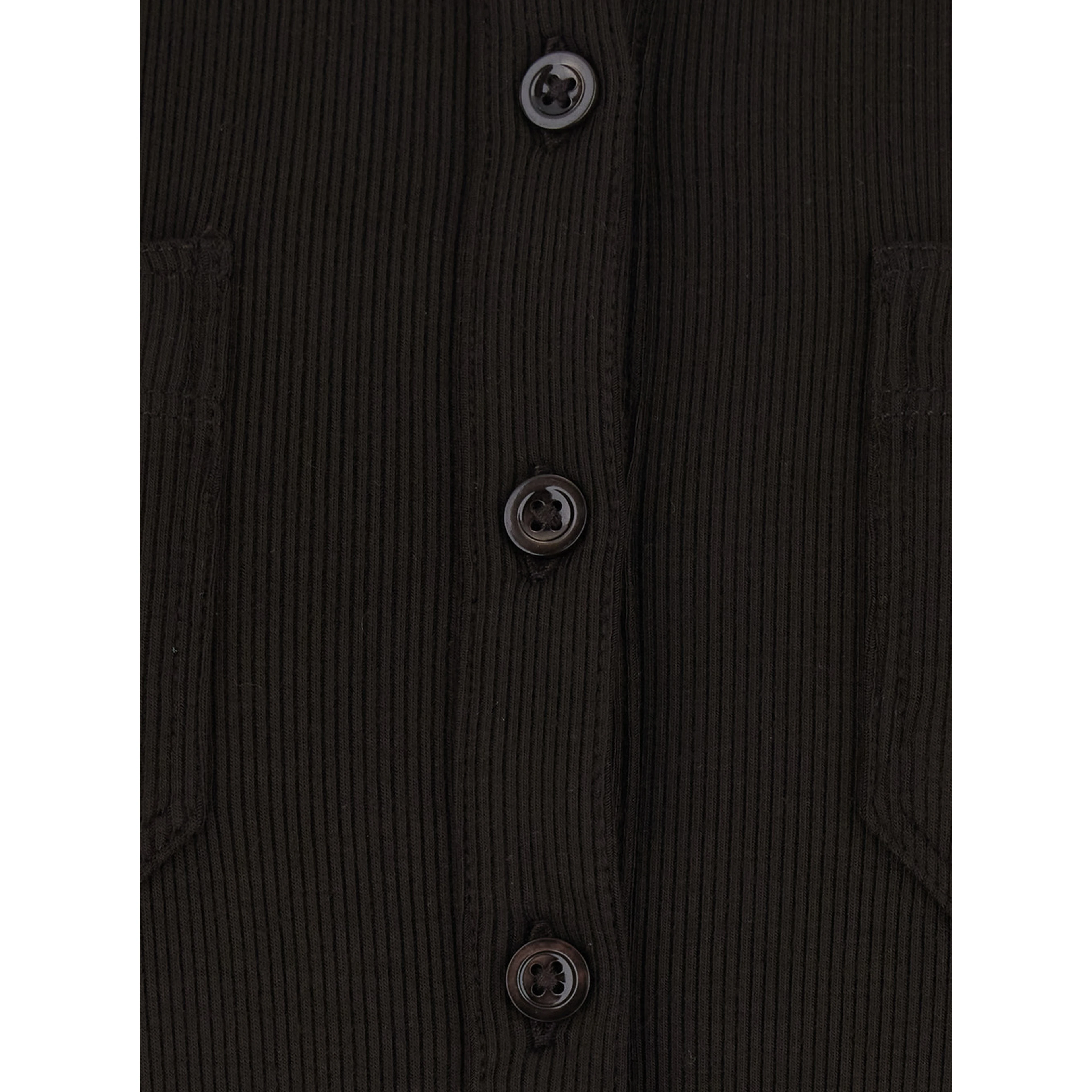 Brown Top with Ribbed Design and Pointed Collar in Modal for Women