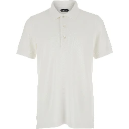 White Polo Shirt with Classic Collar and Front Closure in Cotton Blend Men