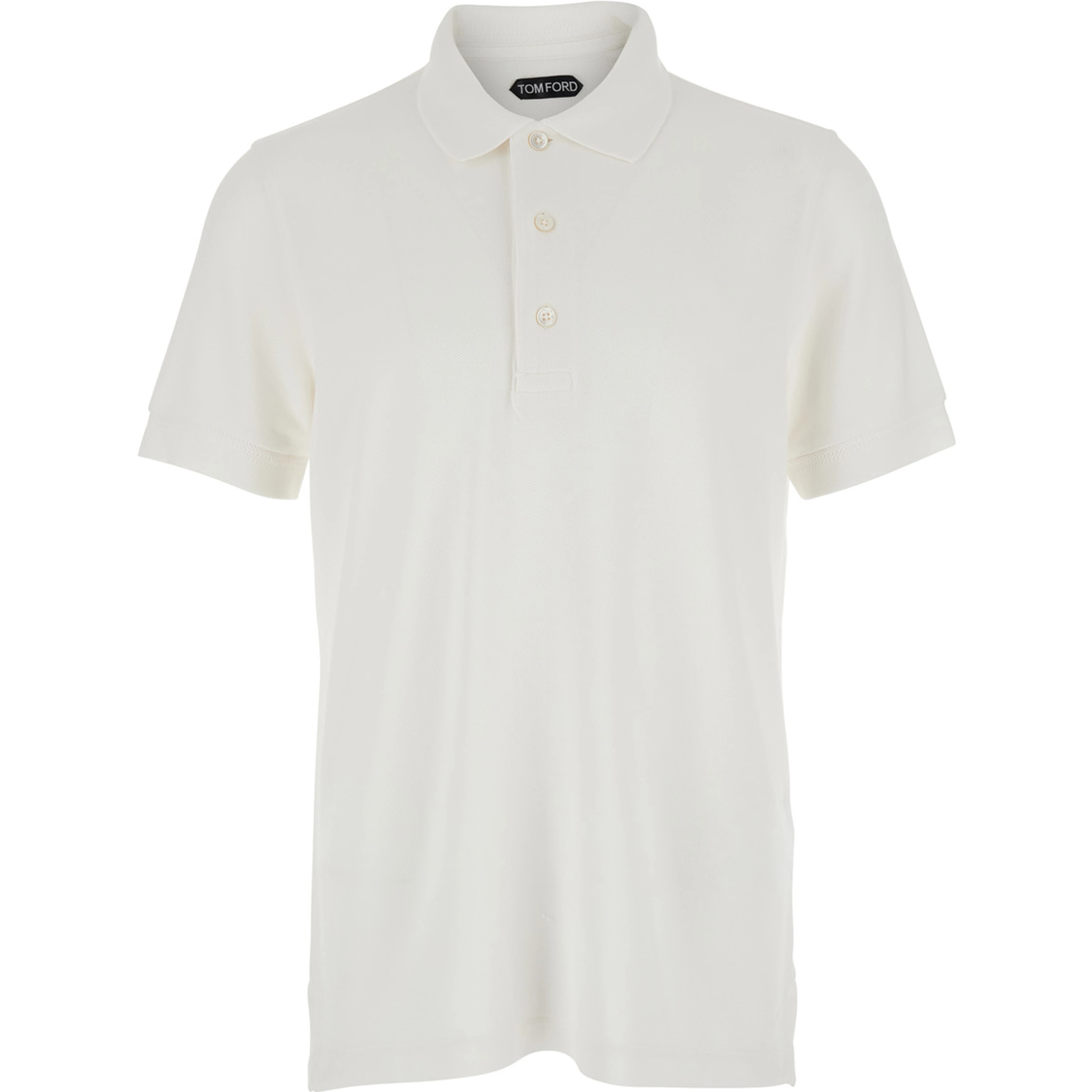 White Polo Shirt with Classic Collar and Front Closure in Cotton Blend Men