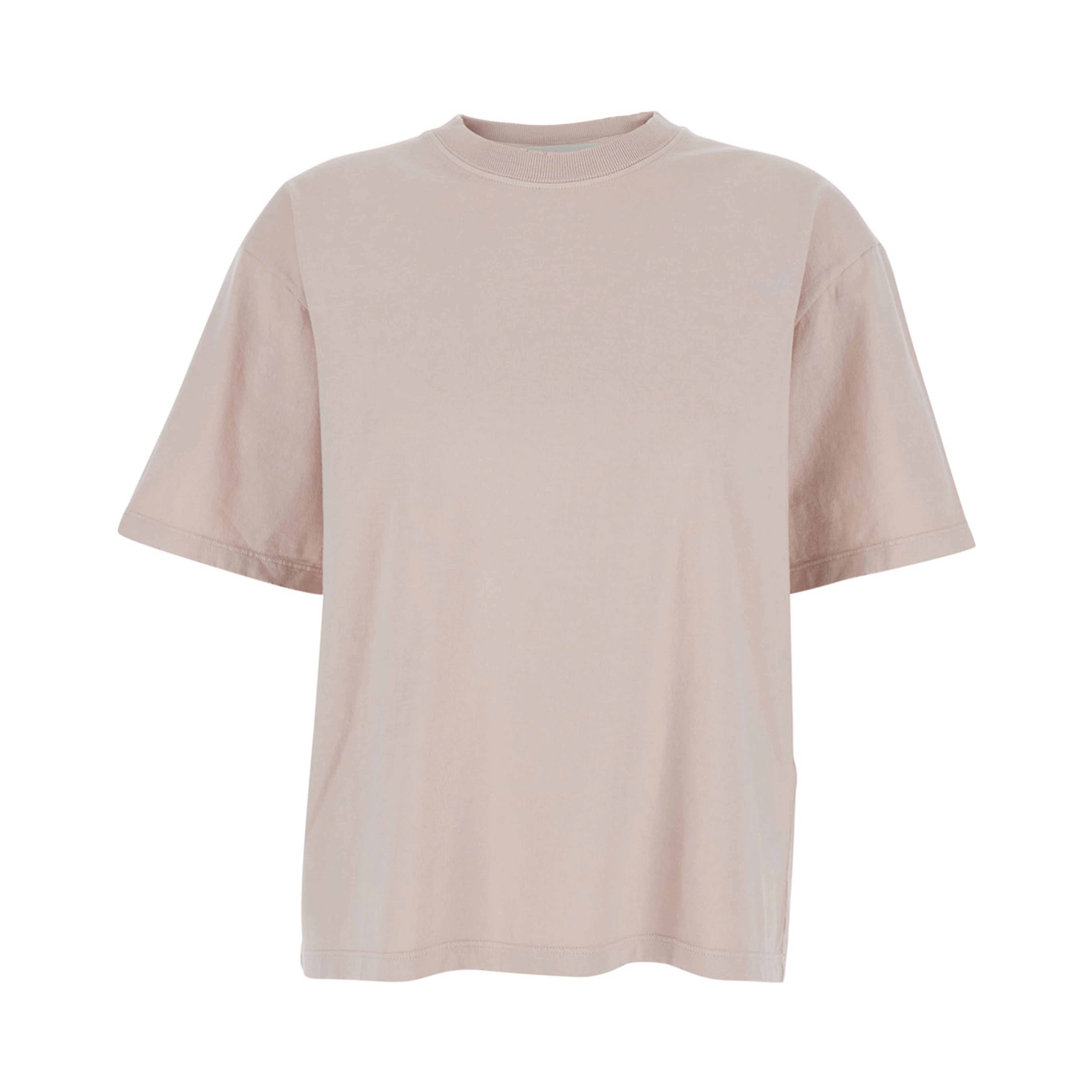Pink Crew Neck T-shirt with Maxi Logo on the Back in cotton for Women