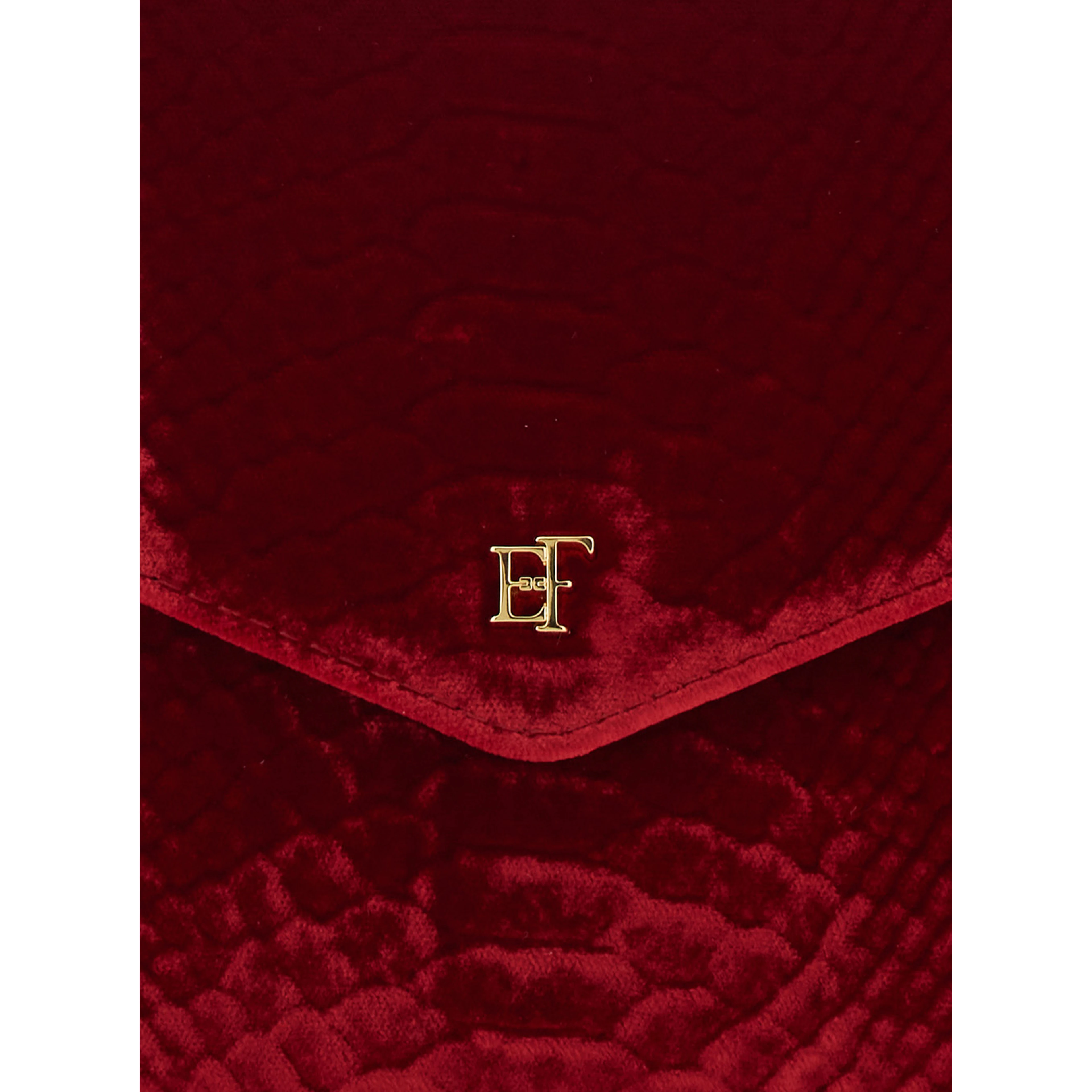 Mini Bag VELVET SMALL POCHETTE with closure and patch in red velvet for women