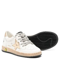 Ballstar White Sneaker Low Top with Star Patch on the Side and Maxi Lettering on the Back in Leather boy