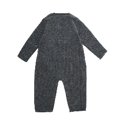 Grey romper with bear motif on the front and button closure in wool baby