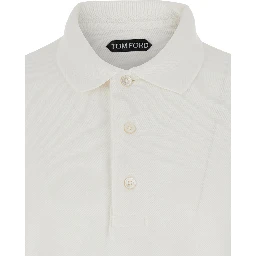 White Polo Shirt with Classic Collar and Front Closure in Cotton Blend Men