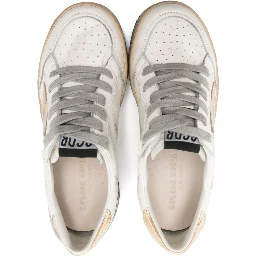Ballstar White Sneaker Low Top with Star Patch on the Side and Maxi Lettering on the Back in Leather boy