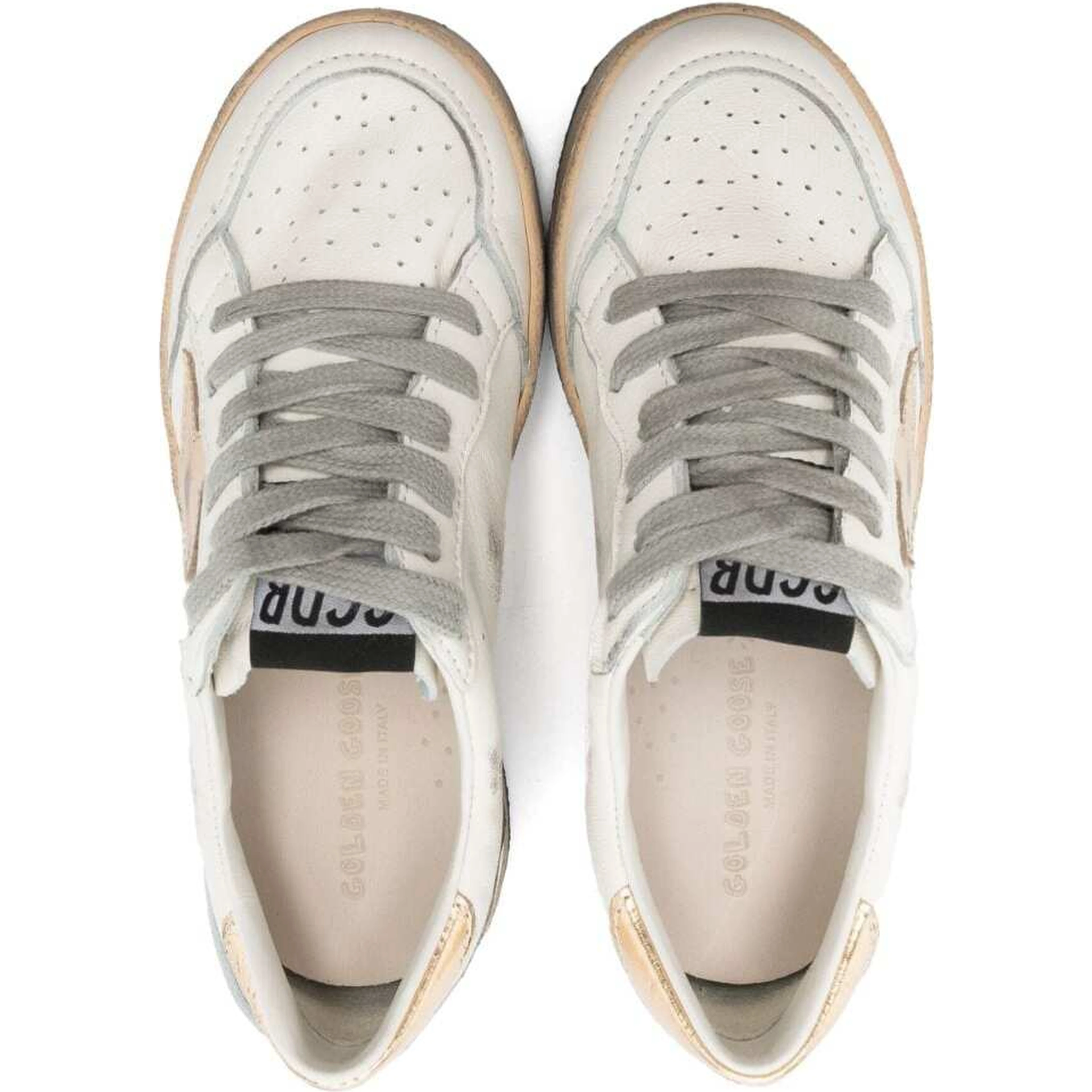 Ballstar White Sneaker Low Top with Star Patch on the Side and Maxi Lettering on the Back in Leather boy