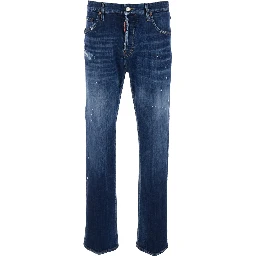 643 Blue Jeans with Ripped Details All-Over and Logo Patch on the Back in Denim Men