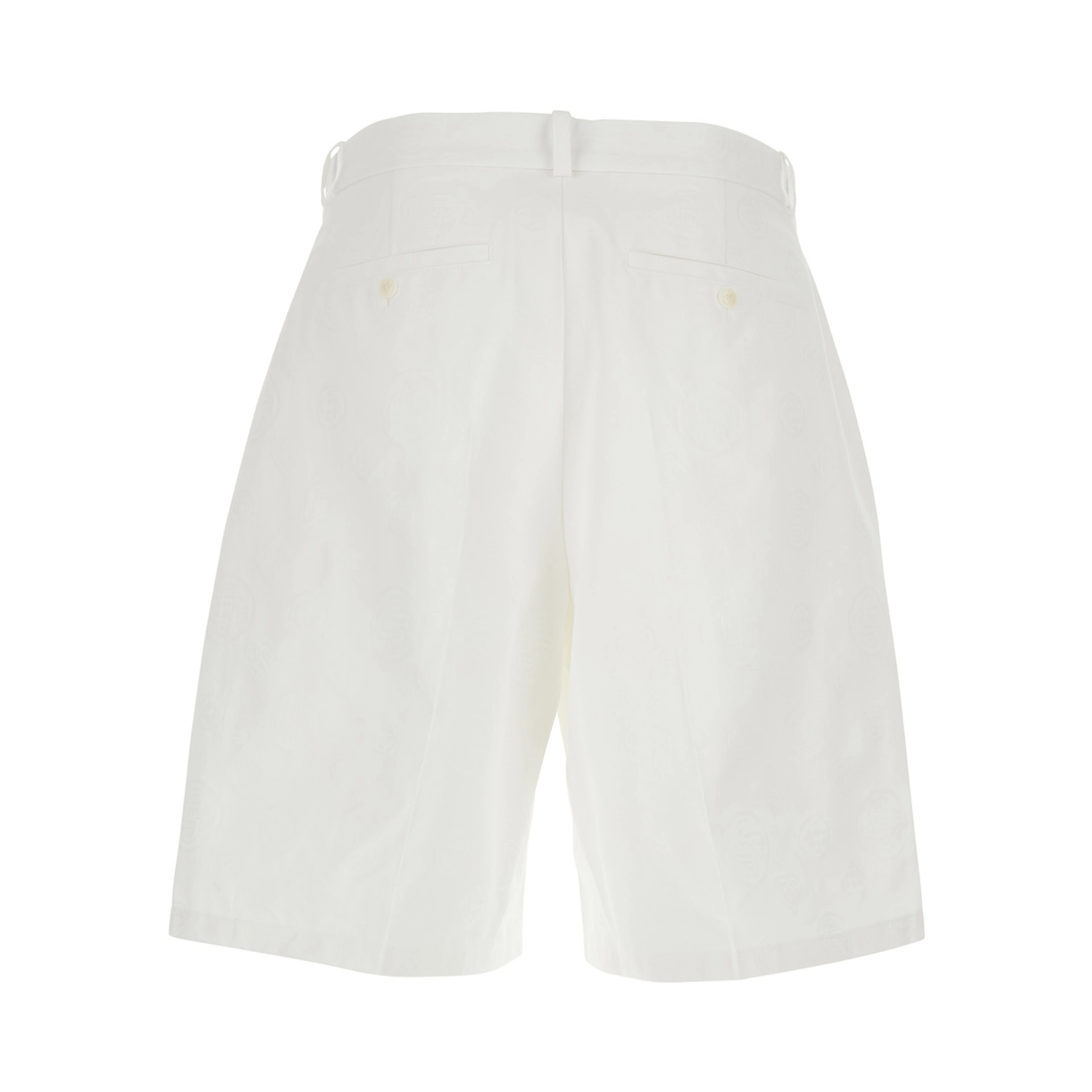 White Bermuda Shorts with Logo Plate on the Belt Loop and Wide Leg in Cotton Man