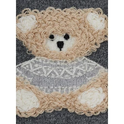 Grey romper with bear motif on the front and button closure in wool baby