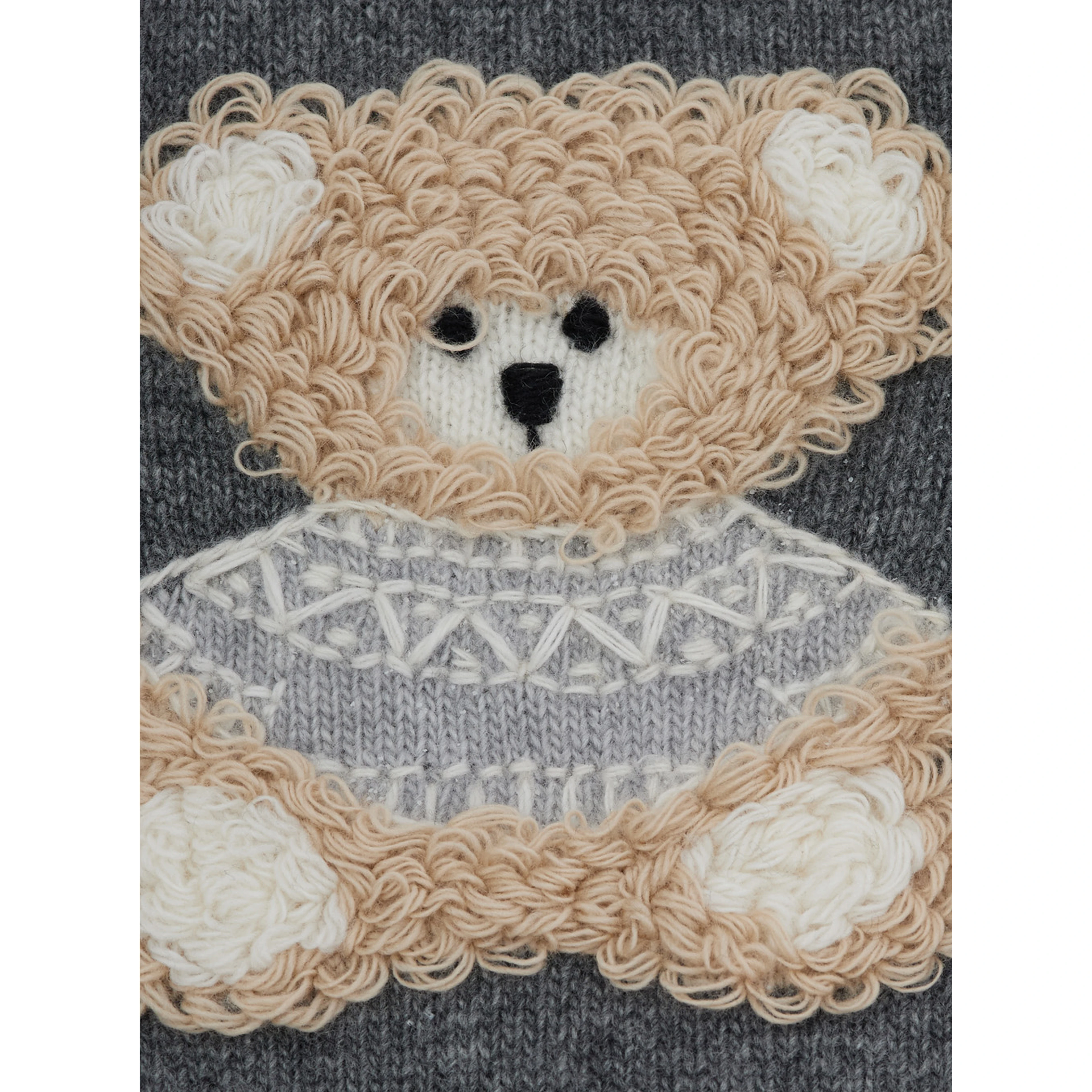 Grey romper with bear motif on the front and button closure in wool baby