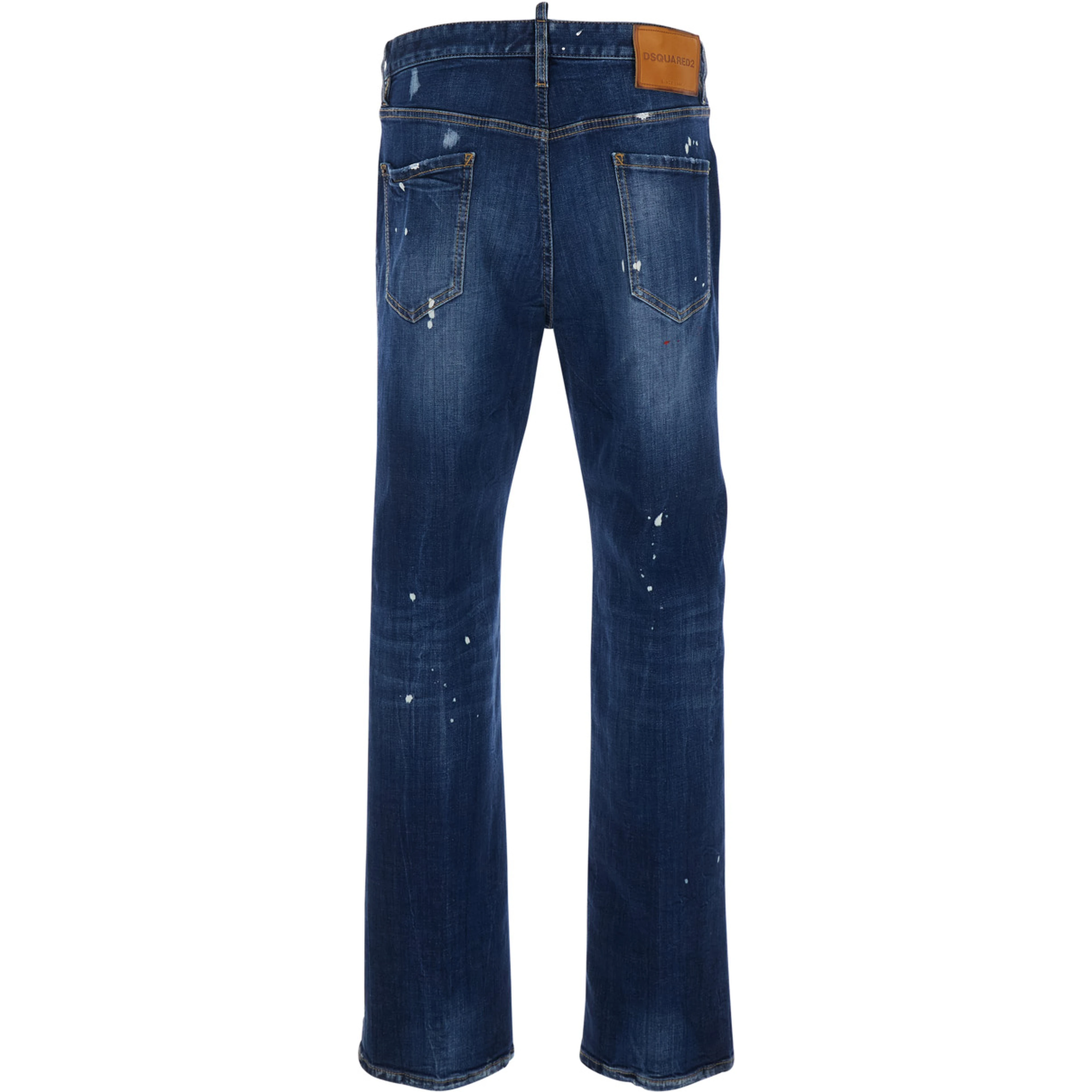 643 Blue Jeans with Ripped Details All-Over and Logo Patch on the Back in Denim Men