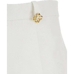 White Bermuda Shorts with Logo Plate on the Belt Loop and Wide Leg in Cotton Man