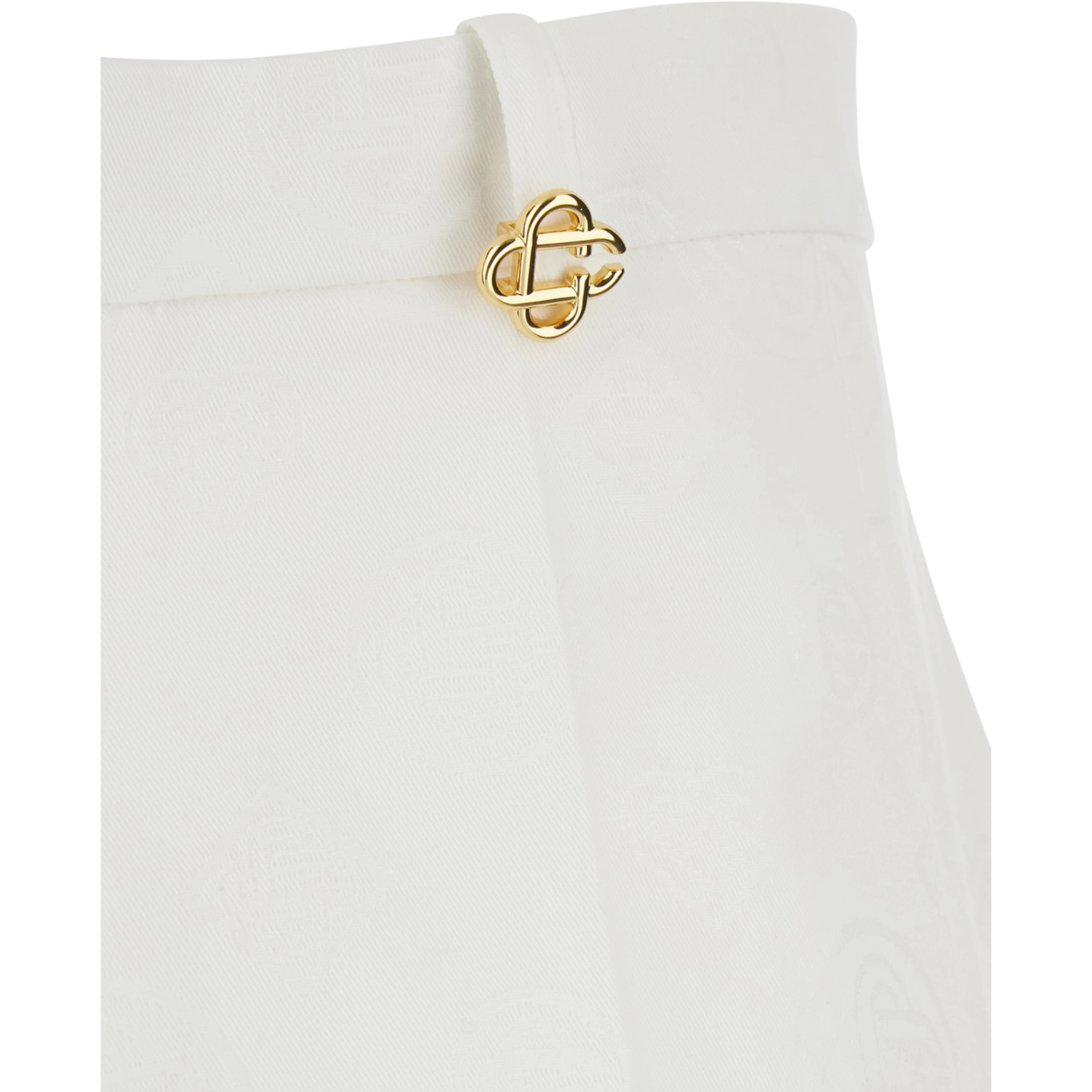 White Bermuda Shorts with Logo Plate on the Belt Loop and Wide Leg in Cotton Man