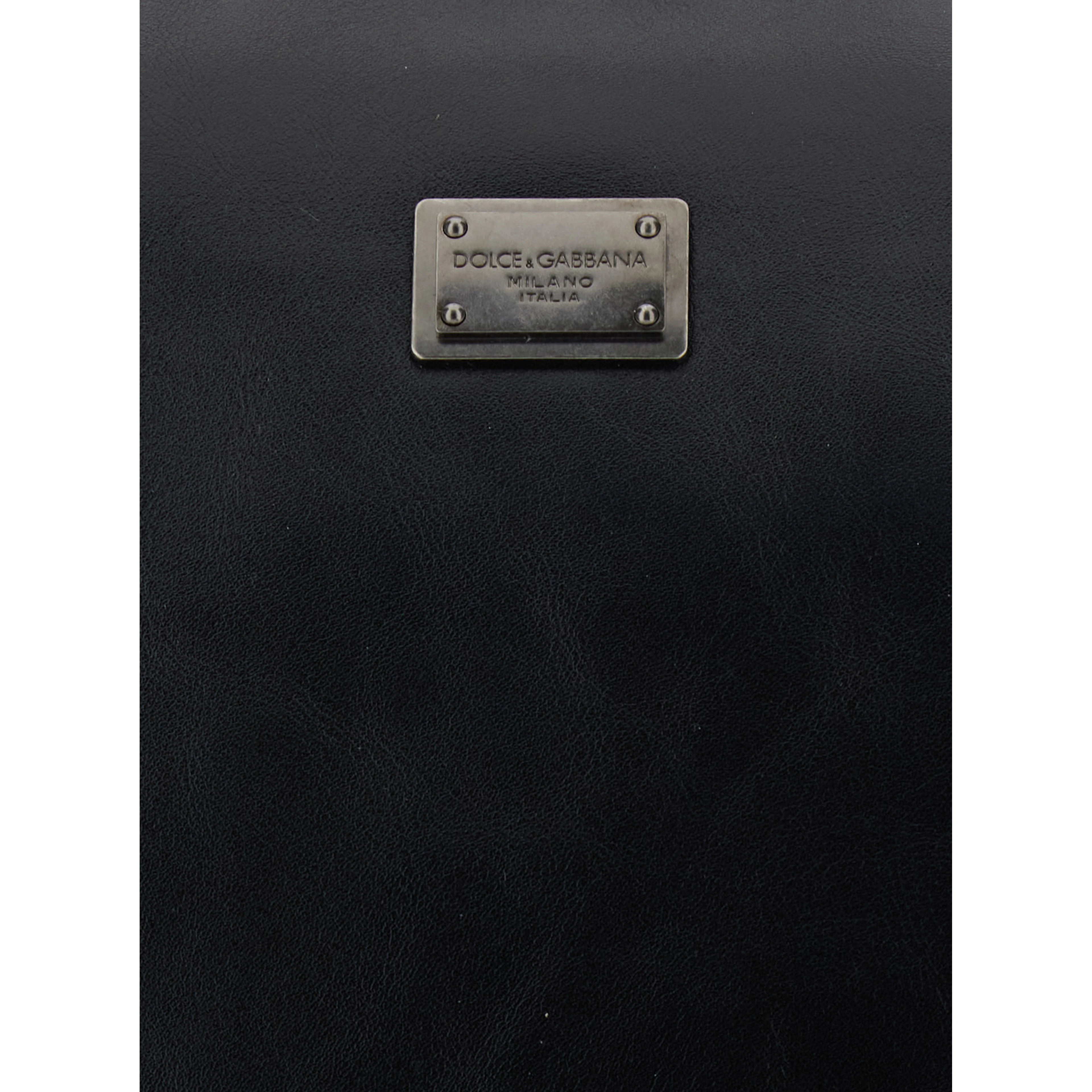 Black Shoulder Bag Vittoria with Logo Plate on the Front and Two Leather Straps for Men