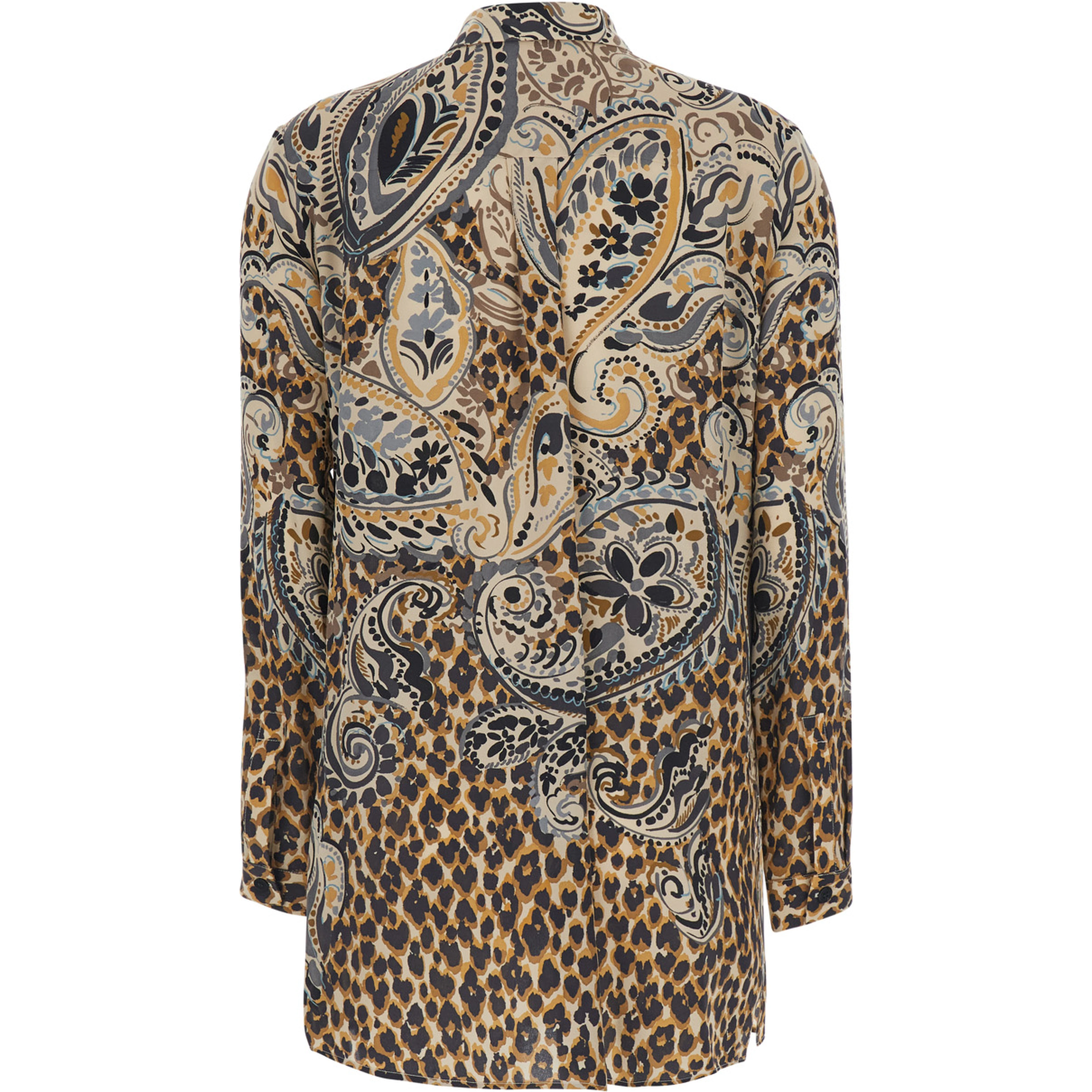 Multicolor Shirt with classic collar and all-over floral animalier print in silk for women